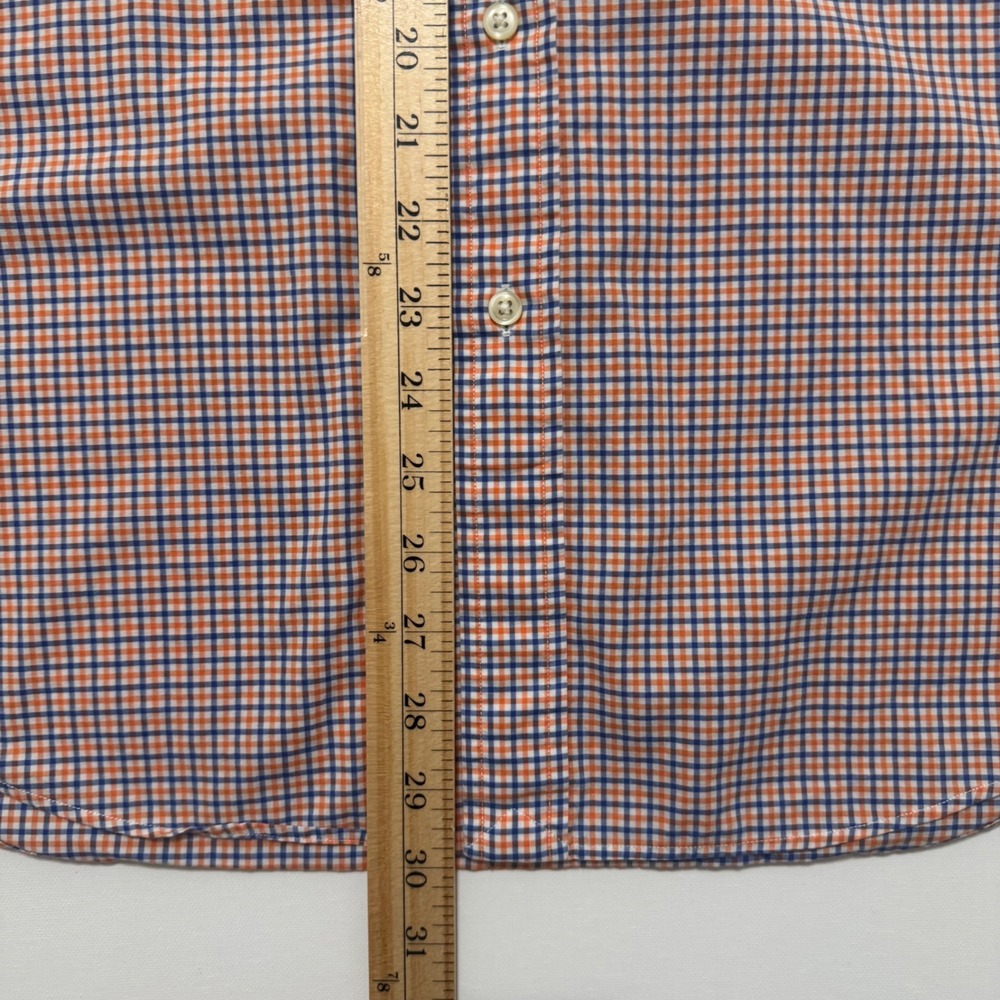 Ralph Lauren Button Down Shirt Mens L Orange Blue Gingham Check Excellent Pony - Picture 6 of 7